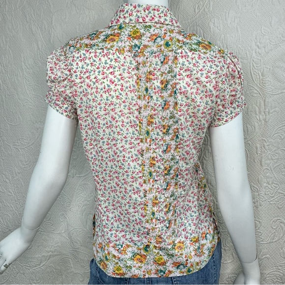 Custo Barcelona VTG Cotton Button Down Floral Short Sleeve Blouse - Picture 6 of 15
